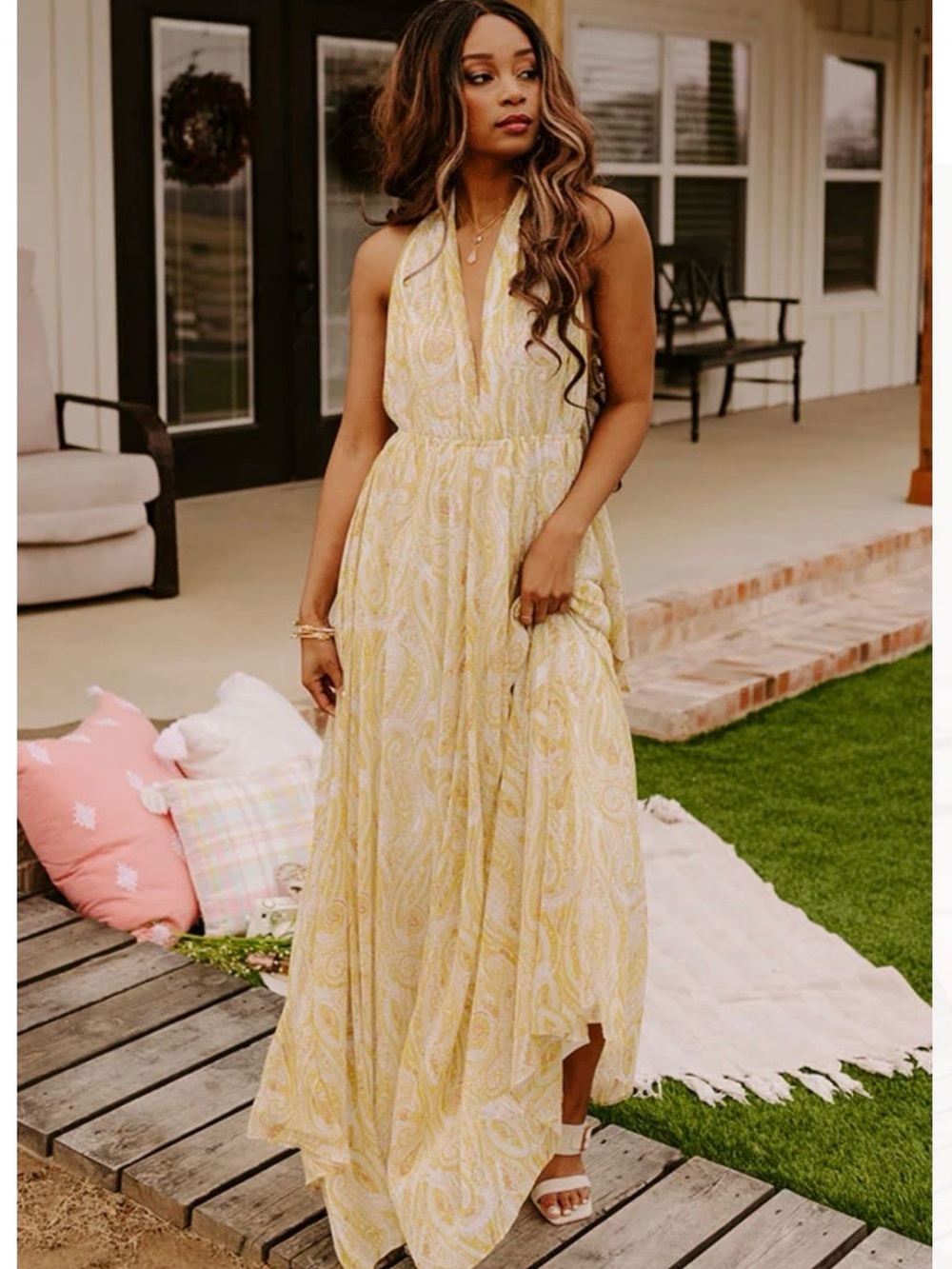 Fab’rik Paisley Halter Maxi Dress – Size Large NWT